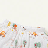 Cozy Cub Conjunto Casual De Ropa De Bebe Para Nina Con Estampado De Dibujos Animados En La Camiseta Sin Mangas Y Shorts Floreados