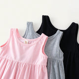 Cozy Cub Conjunto De 3 Piezas De Vestido Suave Tejido Para Bebe Nina Con Cuello Redondo Y Manga Sin Mangas De Color Solido Para Uso Casual