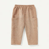 Cozy Cub Pantalones Largos Informales De Color Solido, Para Ninos Pequenos Con Bolsillos Laterales
