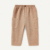Cozy Cub Pantalones Largos Informales De Color Solido, Para Ninos Pequenos Con Bolsillos Laterales