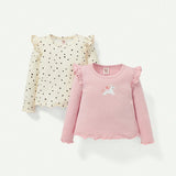 Cozy Cub Bebe nina 2 piezas Camiseta con ribete de volante y estampado de lunares