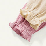 Cozy Cub Baby Girl Elastic Waist Solid Color Pants With Ruffle Hem 2pcs/Set
