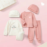 Cozy Cub Conjunto De Regalo Para Bebe Nina Con Caja, Top De Cuello Redondo De Manga Larga, Pantalon Y Gorro (6 Piezas)