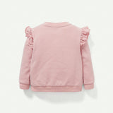 Cozy Cub Conjunto De 2 Piezas Para Bebe Nina, Sudadera Con Cuello Redondo Con Letras Impresas Y Detalles De Volantes