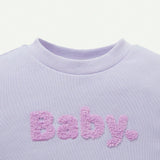 Cozy Cub Conjunto De 2 Piezas Para Bebe Nina, Sudadera Con Cuello Redondo Con Letras Impresas Y Detalles De Volantes