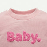 Cozy Cub Conjunto De 2 Piezas Para Bebe Nina, Sudadera Con Cuello Redondo Con Letras Impresas Y Detalles De Volantes