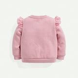 Cozy Cub Bebe nina Sudadera ribete con fruncido con forro termico