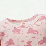 Cozy Cub 2 Piezas Camiseta De Cuello Redondo De Patron De Animales De Dibujos Animados Para Bebe Ninas Con Hombro Regular