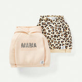 Cozy Cub Conjunto De Sudadera Y Pantalones Con Estampado De Leopardo Y Patron De Letras Para Bebe Nina