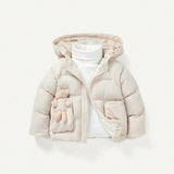 Cozy Cub Abrigo con capucha para bebe nina, informal, con relleno grueso, oso de peluche, decoracion de muneca