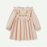 Cozy Cub Vestido Floral Con Cuello Redondo Y Volantes Para Bebe Nina