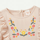 Cozy Cub Vestido Floral Con Cuello Redondo Y Volantes Para Bebe Nina