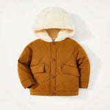 Cozy Cub Chicos Bebe Cazadora con diseno de solapa con forro termico con capucha