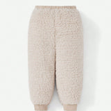 Cozy Cub Bebe nina Pantalones con sudadera con parche de oso teddy