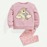 Cozy Cub Bebe nina con estampado de unicornio Sudadera & con estampado de corazon Leggings