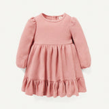 Cozy Cub Bebe nina Vestido smock unicolor bajo con fruncido