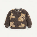 Cozy Cub Chicas Bebe Sudadera con estampado de oso teddy