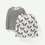 Cozy Cub Bebe nina 2 piezas Camiseta de rayas & con estampado de panda