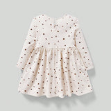 Cozy Cub Vestido de manga larga con cuello redondo y estampado de lazo en contraste de estilo casual para nina bebe