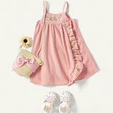 Cozy Cub Vestido Para Bebe Nina Con Cuello Halter Y Estampado Floral Con Dobladillo Fruncido