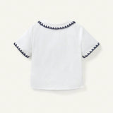 Cozy Cub Conjunto De Camiseta Manga Corta Y Pantalones Cortos Con Cuello De Muneco De Estilo Caballero Para Nino