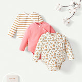 Cozy Cub Bebe nina 3 piezas Body de rayas & con estampado floral