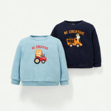 Cozy Cub Conjunto De Sudadera Para Bebe Nino Con Cuello Redondo Con Patron De Carroon De Coche, 2 Piezas