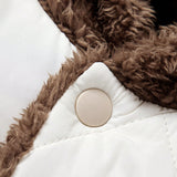 Cozy Cub Bebe nino Abrigo acolchado de color combinado con doble bolsillo unido en contraste con capucha de peluche forro
