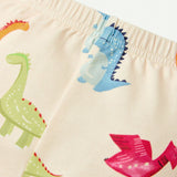 Cozy Cub 4 Piezas/set De Nina Ajustados Pijama Con Lunares Y Lindo Dibujo Animado De Dinosaurio Patron De Cuello Redondo Y Manga Larga. Incluye Pantalones, Ideal Para Estar En Casa.