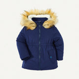 Cozy Cub Abrigo parka con forro termico y capucha con ribete borroso para bebe nino