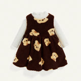 Cozy Cub Bebe nina Camiseta unicolor & con estampado de oso teddy Vestido