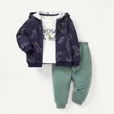 Cozy Cub Bebe nino Sudadera con capucha y pantalon deportivo con estampado de dinosaurio sin camiseta