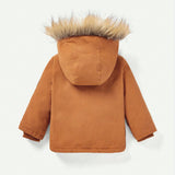 Cozy Cub Bebe nino Abrigo parka ribete lanudo con capucha con forro termico sin camiseta