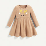 Cozy Cub Bebe nina Vestido con estampado de dibujos animados bajo amplio