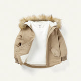 Cozy Cub Bebe nino Abrigo de invierno ribete lanudo forrado polar con capucha