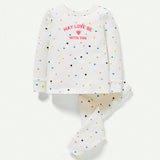 Cozy Cub Baby Girl Snug Fit Pajamas Heart Print Crew Neck Long Sleeve Top Elastic Waistband Pants Set