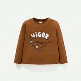 Cozy Cub Bebe nino Camiseta con estampado de dinosaurio de cuello redondo