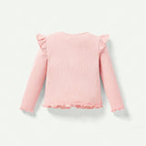 Cozy Cub Bebe nina 3 piezas Camiseta unicolor ribete con fruncido