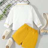 Conjunto de camisa casual y comoda mas pantalones cortos para bebe nino para la temporada de primavera y otono