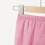 Conjunto de tres piezas para recien nacida, nina de verano, casual, simple y versatil con textura elastica en la cintura de los pantalones largos