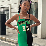 Tween Girl Fashionable And Cool Mother-Daughter Spring/Summer Knitted Slim Fit Letter Printed Cami Romper