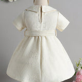 NEW Nuevo vestido de verano de tela de jacquard para bebe nina con diseno de bordado de osito, flor y hojas