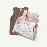 Cozy Cub Baby Girl Set Of 4 Soft Knit Casual Tank Tops, With Floral Pattern And Solid Colors