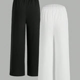 Pantalones casuales de maternidad de unicolor con cintura ajustable, simples y versatiles