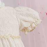 Vestido y sombrero de nina de bebe: Jacquard elegante, dulce y con estilo frances vintage de vestido acampanado