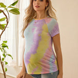 Mujeres Casual Cuello Redondo Ajuste Regular Camiseta de Maternidad