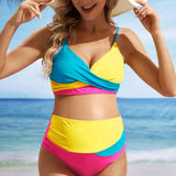 Conjunto de bikini de verano para maternidad con diseno color block y fruncido para playa y vacaciones