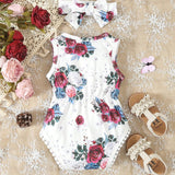 Mono floral elegante y romantico con venda para bebe nina para primavera/verano