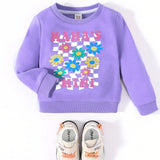 Cozy Cub Bebe nina Sudadera con estampado floral con letra