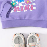 Cozy Cub Bebe nina Sudadera con estampado floral con letra